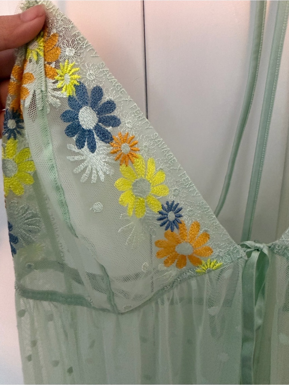 Savage X Fenty Free Spirit Floral Embroidered Night Slip Green Mist 1X - Picture 5 of 10